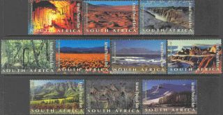 2001 South Africa C46 - 55 Never Hinged Set Of 10 Scenic Airmail Stamps