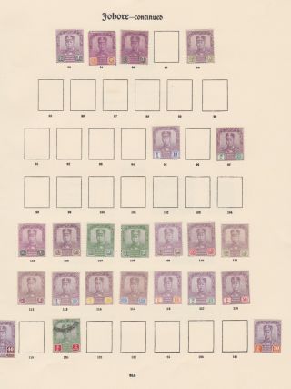 Malaya Malaysia Stamps Johore / Rare Issues Old Album Page