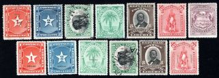 Liberia 1892 Group Of 13 Stamps Mi 26 - 32,  Dienst 1 - 6 Mh/used Cv=17.  2€