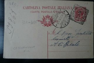 1912 Catenanuova Squared Circle Postmark On Card To Acireale