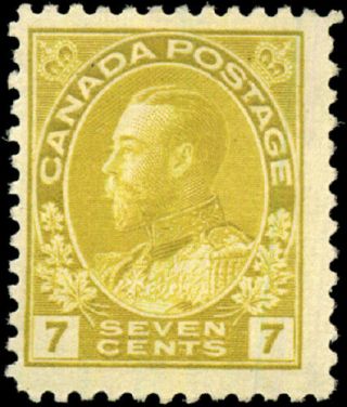 Canada 113 F,  Og Nh 1916 King George V 7c Yellow Ochre Admiral Cv$60.  00
