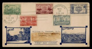 Dr Who 1937 Fdc Army/navy Heroes Naval Academy Cachet Combo E47777
