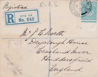 Gb 1920 British Forces Rhine Germany Apo Gr Registered Cover To England 3 180