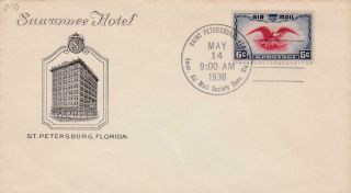 First Day Cover,  Scott C23,  Eagle,  C/c Suwannee Hotel,  St Pete Cancel,  1938