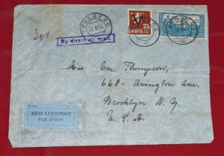 Norway Oct 21 1941 Censored Airmail Cover To Us Brooklyn Ny