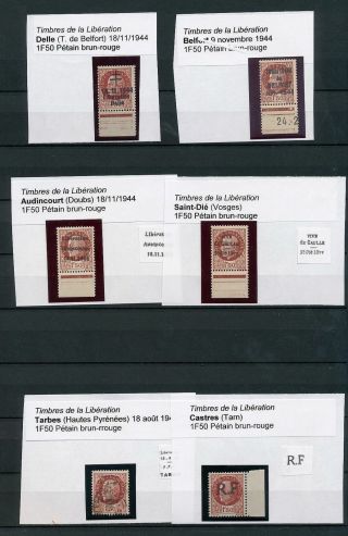 France 1944/45 Liberation Rf Overprints Mnh (6 Stamps (mt611