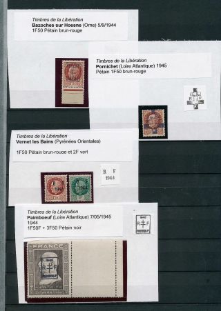 France 1944/45 Liberation Rf Overprints Mnh (5 Stamps (mt610s