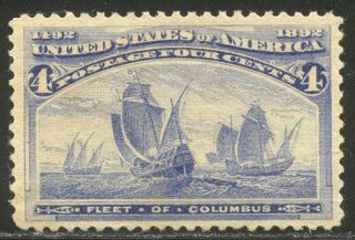 U.  S.  233 Vf Nh W/cert - 1893 4c Columbian ($140)