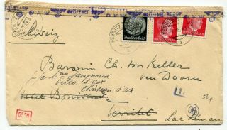 Germany 1943 Okw Censor Cover - Sent To Switzerland -
