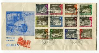 Germany 1963 Bundespost Berlin - 12 Stamps On Cachet Fdc Cover - Folds