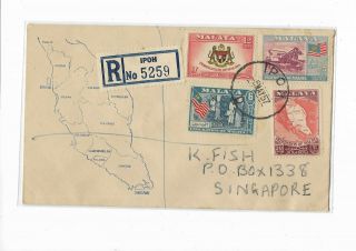 Malaya 1957 Map Private Fdc Postally Sent To Singapore