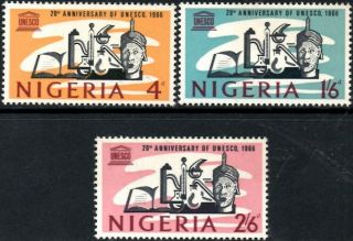 (ref - 13555) Nigeria 1966 20th Anniv.  Of Unesco Sg.  192/194 (mnh)