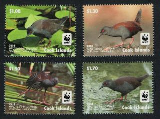Cook Is.  Wwf Spotless Crake Bird 4v Without White Frame Mnh Sg 1808a - 1811a
