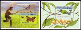 Dominica Birds Butterfly Wwf Hercules Beetle Two Accompanying Mss Mnh Sg Ms1807