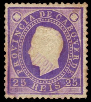 Cape Verde 18ii (mi18c) - King Luiz Definitive " Red Violet " (pa74975)