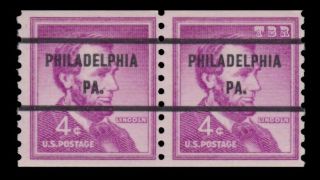 1058 Lincoln 4c Philadelphia Pa.  Bureau Precancel Pair Liberty Issue Mnh Buy Now