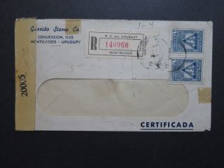 Uruguay 1944 Registered Censor Cover To Usa - Z8724