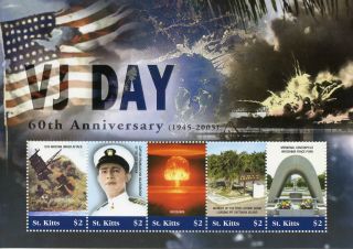 St Kitts 2005 Mnh Wwii Ww2 Vj Day World War Ii Uss Arizona 5v M/s Ships Stamps