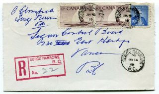 Dh - Canada Bc British Columbia - Surge Narrows 1956 Cds - Registered Cover