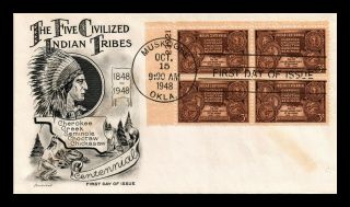 Dr Jim Stamps Us Indian Centennial First Day Cover Scott 972 Plate Block