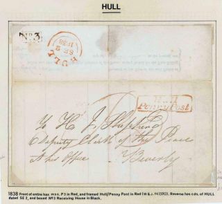 1838 - Letter Sheet Hull Penny Post No 3 Receiving Lunatic Idiots Form (sph31)