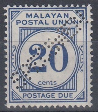 Malaysia Malayan Postal Union 1948 20c Postage Due Specimen (id:843/d51517)