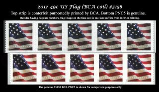 5158 Counterfeit Us Flag (2017) Strip Of 5 (bca)