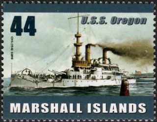 Wwi & Wwii Uss Oregon (bb - 3) Us Navy Indiana - Class Battleship Warship Ship Stamp