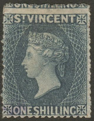 St Vincent 1866 Qv 1sh Slate - Grey Rough Perf 14 - 16 Sg9 Cat £375