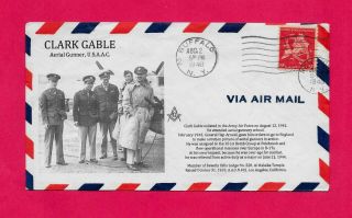 C38 Fdc Clark Gable Wwii Army Air Corp Gunner Flew In B - 17’s Masonic