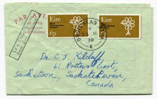 Ireland 1970 Stamp Fdc On Postal Stationery Air Letter / Aerogramme To Canada