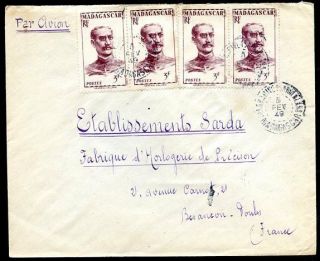France Madagascar To France Air Mail Cover 1949,  Vf