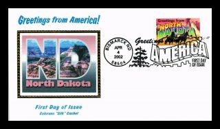 Dr Jim Stamps Us North Dakota Greetings From America Colorano Silk Fdc Cover