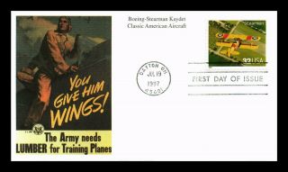 Us Cover Boeing Stearman Kaydet Classic American Aircraft Fdc Patriotic Cachet