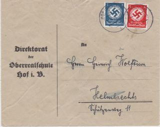 Germany - 1938 Postage Paid 12 Pf On Official Hof Letter Cover Tohelmbrechts