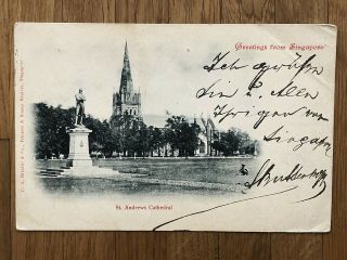 Malaya Old Postcard St Andrews Cathedral Singapore To Finland 1901