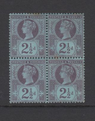 Block Of 4 Gb Qv 2.  1/2d Purple/blue Sg201 Hinged Jubilee Stamps 1887 - 92