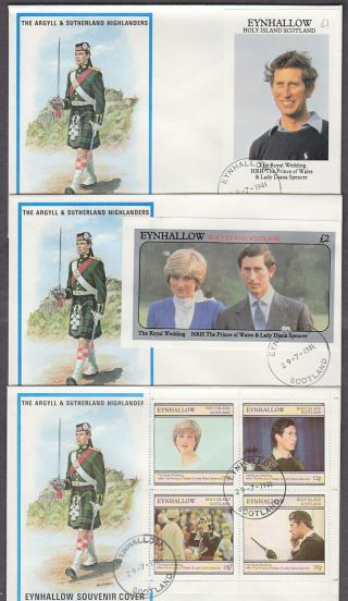 Eynhallow 1981 Royal Wedding And 1982 Royal Baby Overprint Stamps On 7 Covers