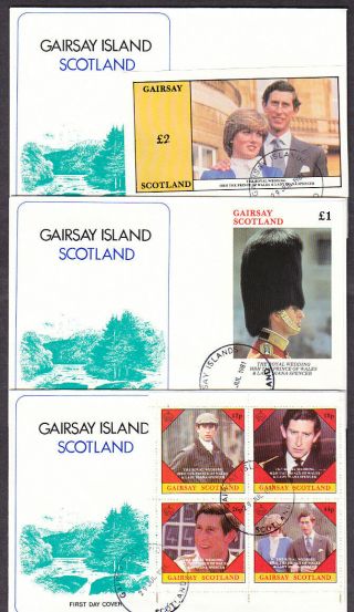 Gairsay 1981 Royal Wedding And 1982 Royal Baby Overprint Stamps On 7 Covers