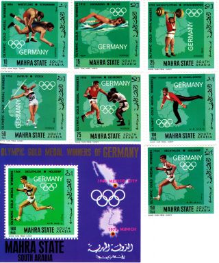 Aden Mahra 1968 Summer Olympic,  Mexico 1968,  Mnh,  Perf. ,  South Arabia 4