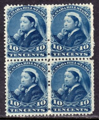 Canada Third Bill Stamp Fb47 10c Blue,  1868 Block/4,  Og - Nh