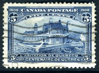 Canada - 1908 Quebec Tercentenary 5c Indigo Sg 191 Good V19471