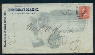 1897,  Hemingray Glass Co.  Globe Fruit Jars Advertising W/2¢ Tied Covington Ky