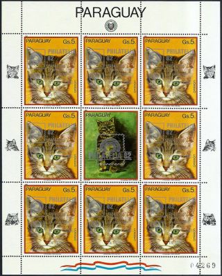 1982 " Paraguay " Cats,  Souvenir Sheet Vf/mnh Cat 28$
