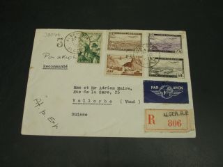 Algeria 1949 Registered Airmail Cover To Switzerland 30046