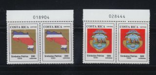 Costa Rica 1990 Patriotism High Values Sc 428 - 29 Pairs W/ Sheet Mnh