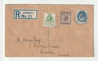 Gb : Kgv 1929 - Fdc - Puc - Registered Norwood - Crystal Palace Station S.  O.
