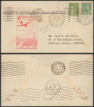 France 1939 - 1st Flight Air Mail Cover Flight France Usa 30521/12