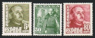 Spain 801 - 803,  Mnh.  Michel 950b,  1027,  1039.  General Franco,  1954.