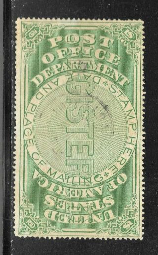U.  S.  Oxf1 The 1872 Post Office Registry Seal C.  V.  $7.  50